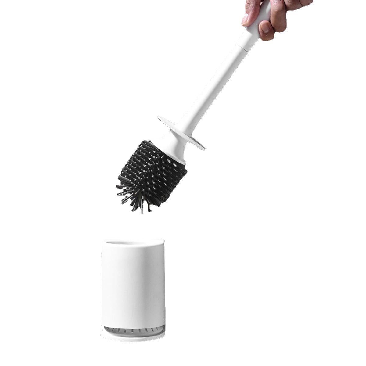 Toilet Brush And Holder Set Silicone & Antibacterial Bristles Bathroom Cleaning Brush Tool