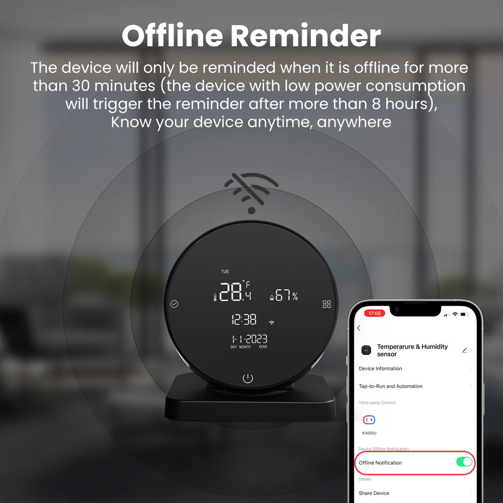 3-in-1 Tuya WiFi IR Remote Controller with Alarm Clock, Temperature & Humidity Sensor - Compatible with Alexa & Google Home