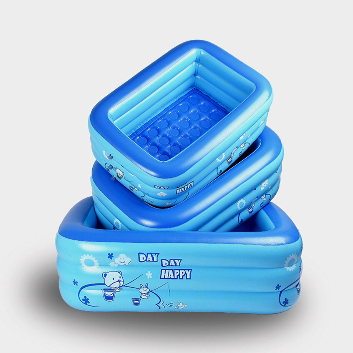 Full-Sized Family Inflatable Swimming Pool 3-Ring Inflatable Lounge Pool Summer Backyard for Adult Kids Babies