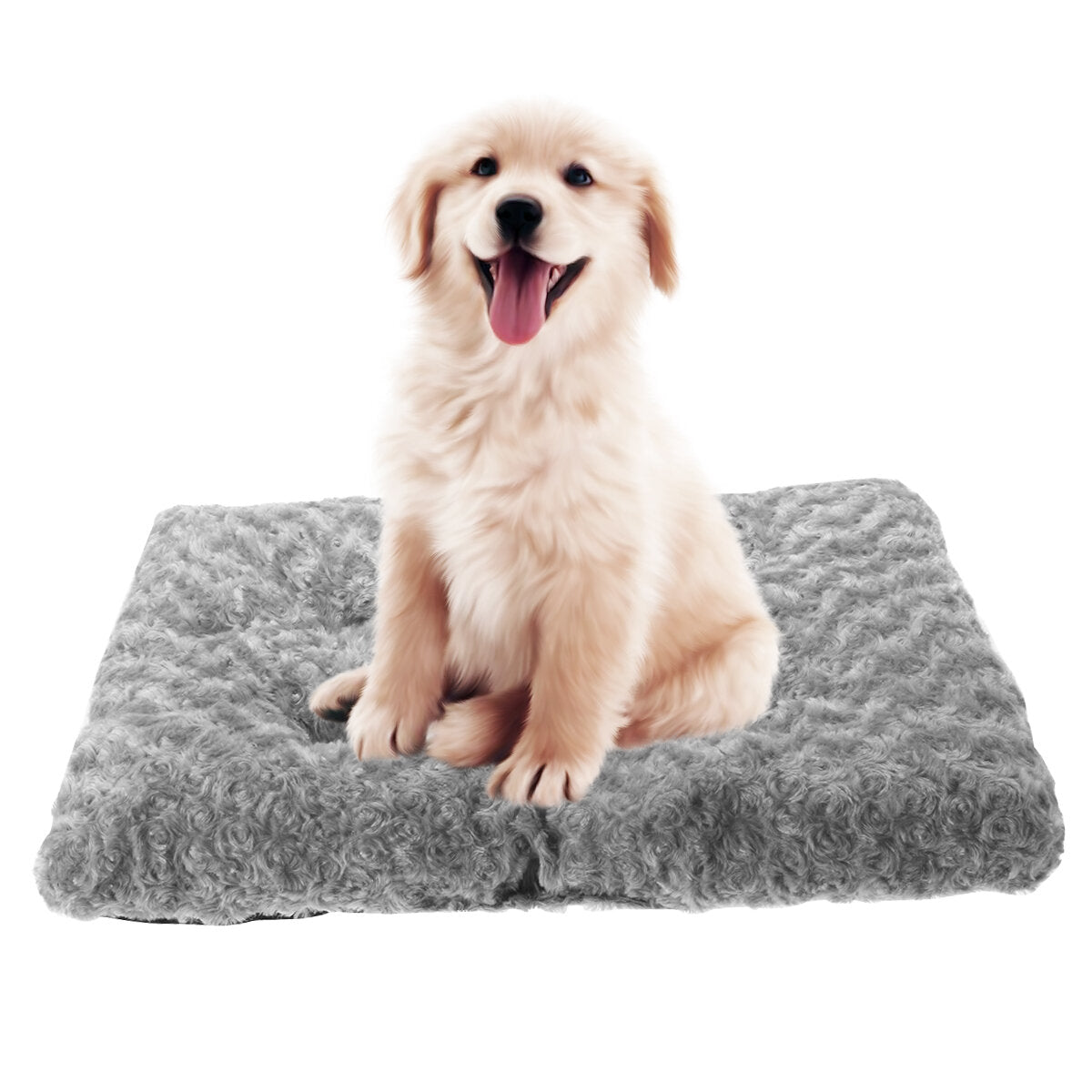 Dog Beds for Large Dogs, Orthopedic Extra Large Dog Bed with Waterproof Lining, Nonskid Bottom, Thick Egg Foam Crate Pet Bed Mat with Soft Rose Plush, Grey