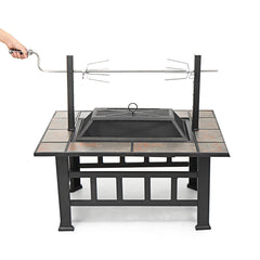 37inch Metal Fire Pit BBQ Grill Patio Garden Backyard Stove with Brazier Cover Outdoor Camping Picnic