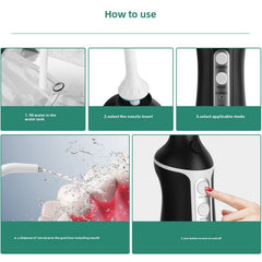 300ml Potable Oral Irrigator USB Rechargeable 6 Jet 3 Modes Adjustable Water Flosser IPX8 Waterproof Teeth Cleaner