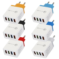 4-Port USB Fast Charger EU Adapter for iPhone 14, Samsung S22, Xiaomi, Hui