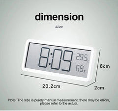 LCD Digital Wall Clock with Temperature, Humidity, and Time Display - Battery Powered Desktop Clock