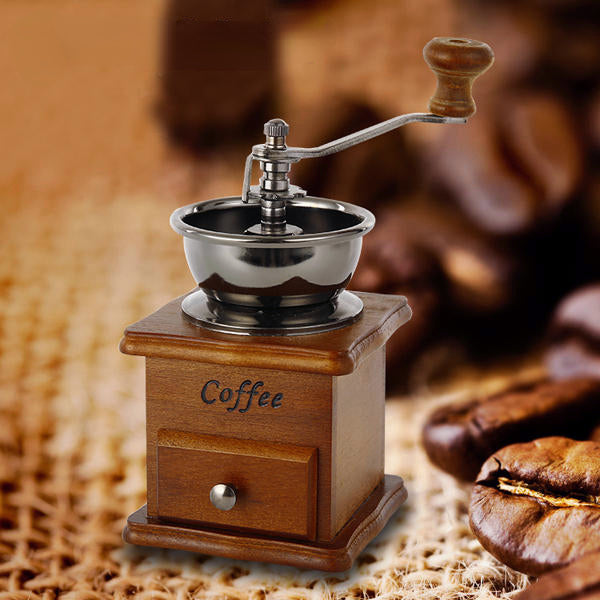 Retro Wooden Coffee Bean Hand Grinder Family Mini Flour Mill