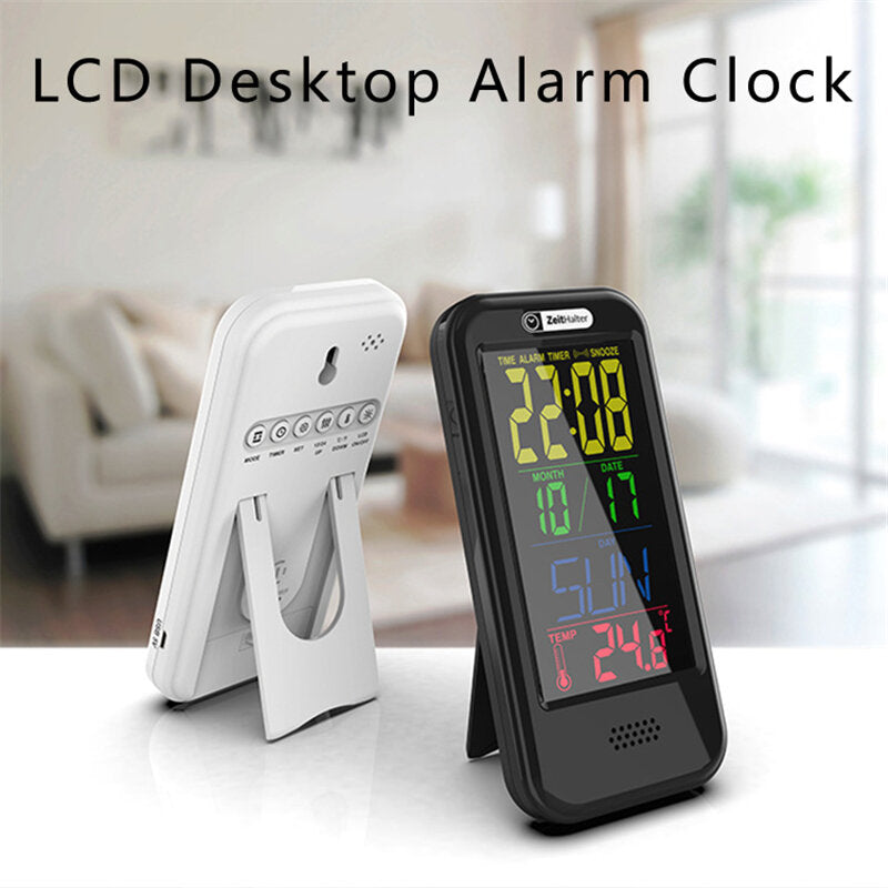 LCD Color Screen Digital Clock Electronic Alarm Clock with Countdown Temperature Clock