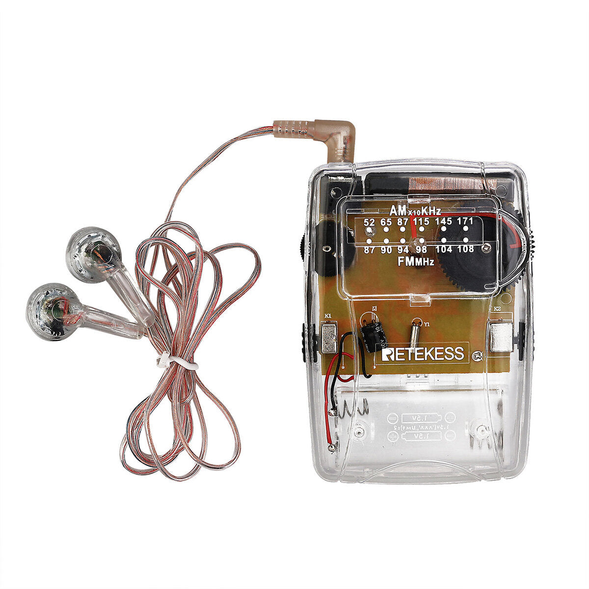 Transparent Portable AM FM Radio Pointer Tuning Support Headphone for Church Conference Guide