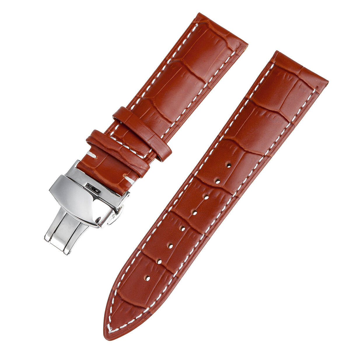 22mm Genuine Leather Watch Band Strap Kit Butterfly Deployment Clasp