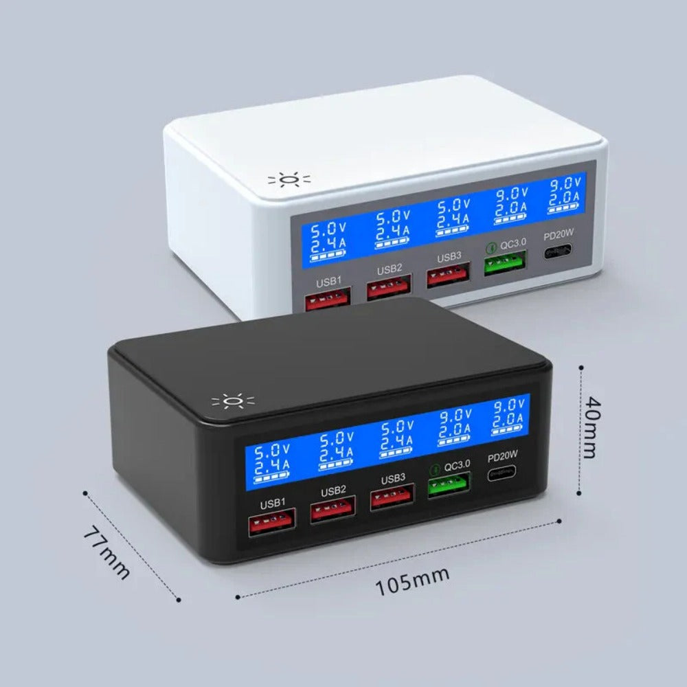 65W 5-Port USB PD Charger, Fast Charging Station for iPhone, Samsung, Hui, Xiaomi