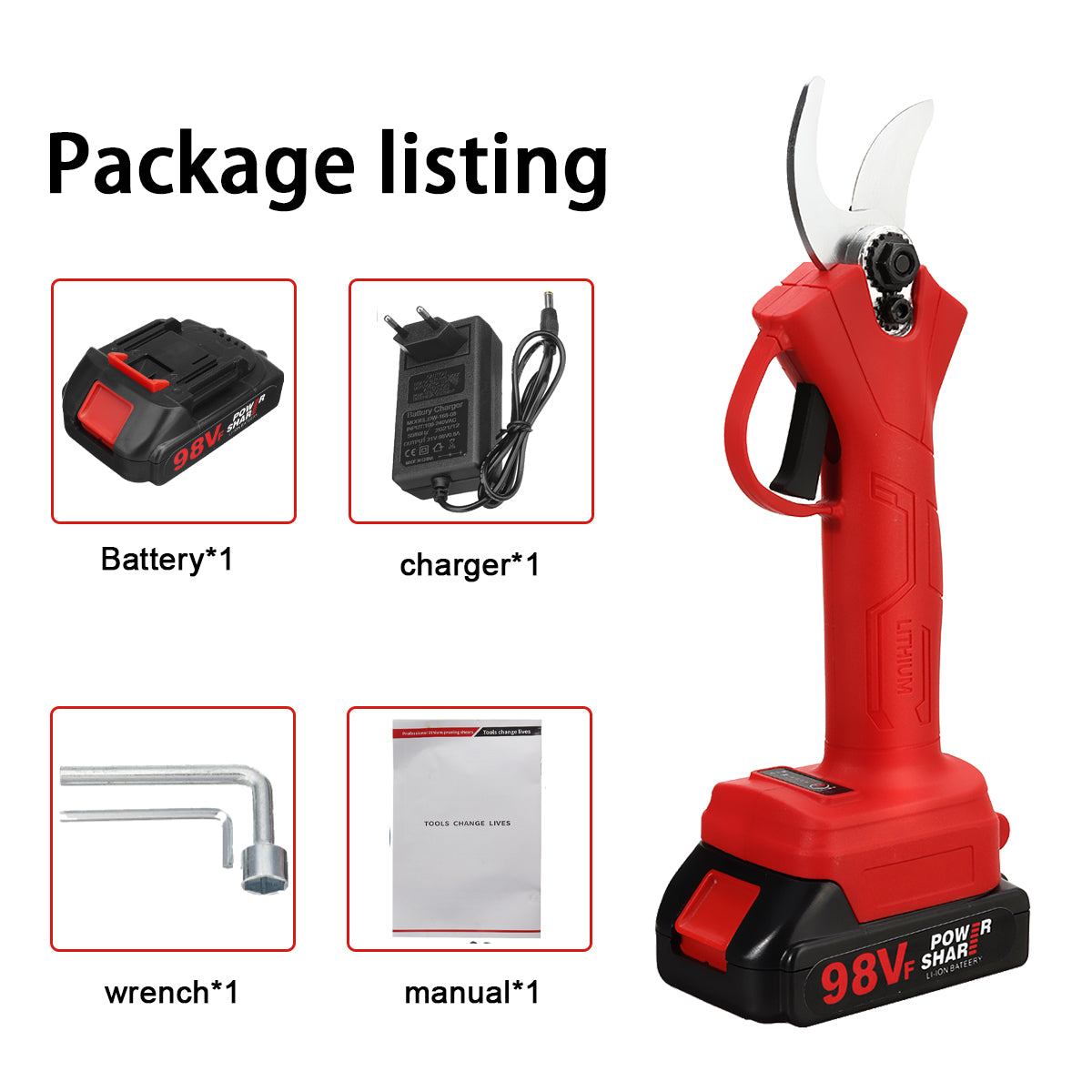 21V 30mm Cordless Electric Scissors 3 Gears Pruning Shears Tree Branch Pruner Garden Tools