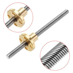 100mm T6 Lead Screw 6mm Thread 1mm Pitch Lead Screw with Flange Copper Nut