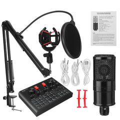 Condenser Microphone Kit with V9X PRO Sound Card Mic Kit DSP Noise Reduction Karaoke Studio Live Set