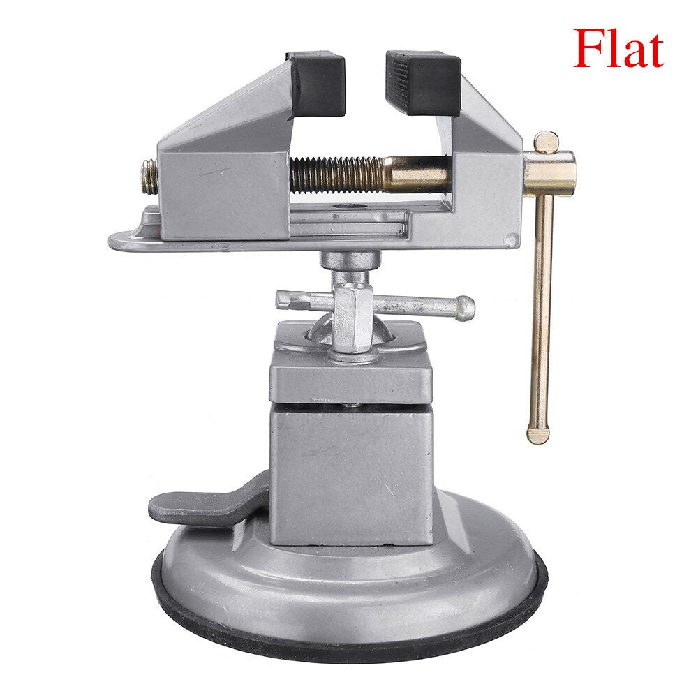 Sucktion Type Round/Flat Aluminum 360 Clamp-on Table Vise Bench Grinder Holder Electric Drill Universal Rotating Pliers Tool