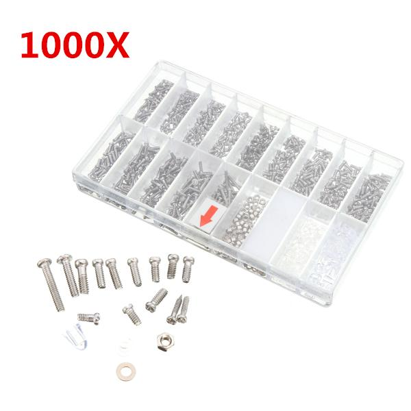 1000pcs Glasses Sunglass Spectacles Screws Nut Repair Kit With a Plastic Case