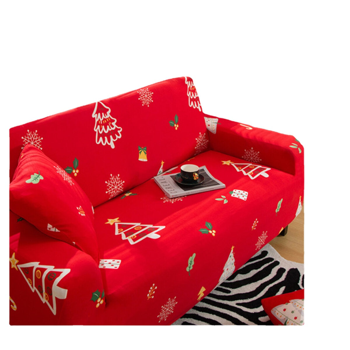 1/2/3/4 Seater Christmas Sofa Cover Elastic Chair Seat Protector Stretch Slipcover Home Office Furniture Accessories Decorations