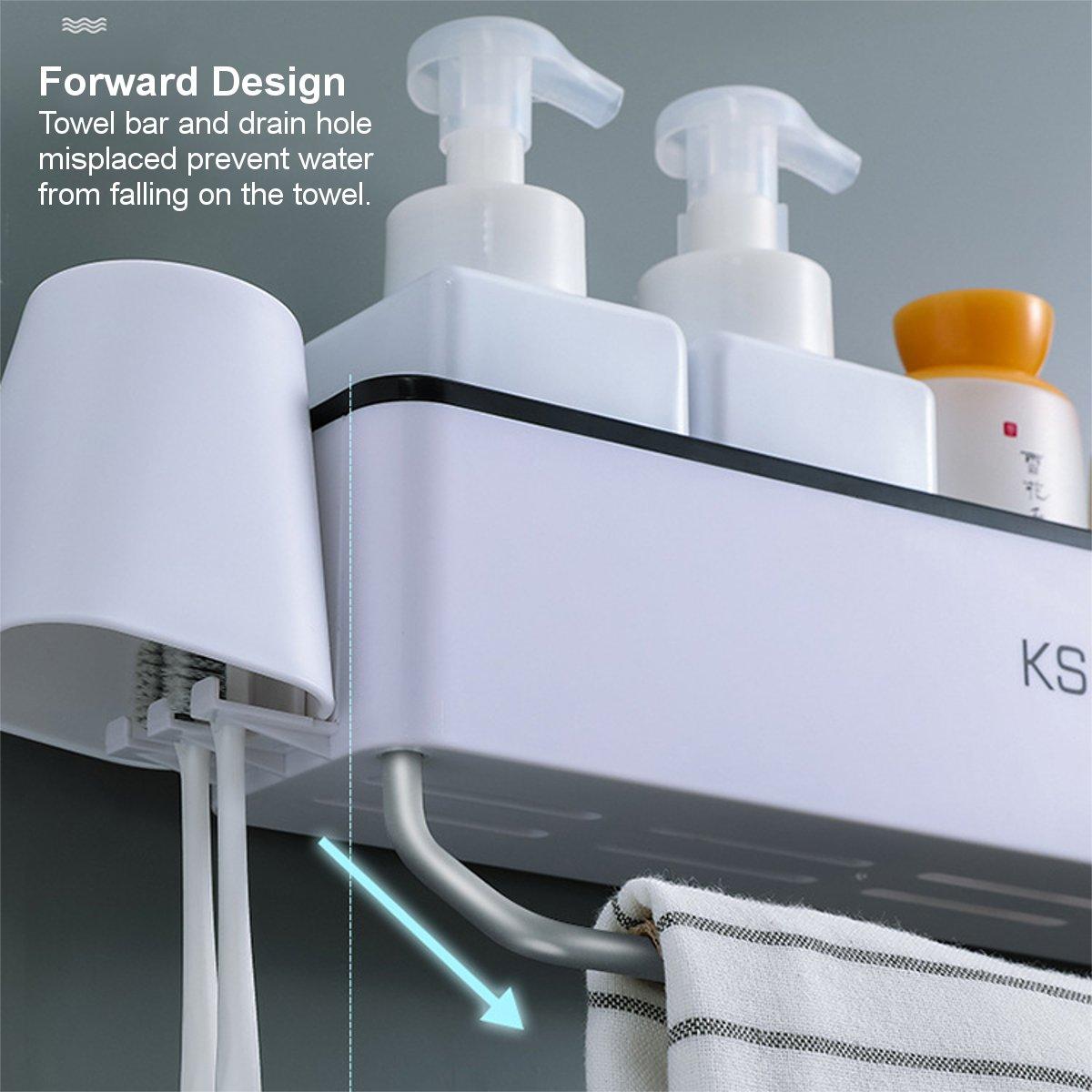 Wall Mounted Multi-function Storage Rack Home Bathroom Shelf Organizer Holder Toothbrush Holder