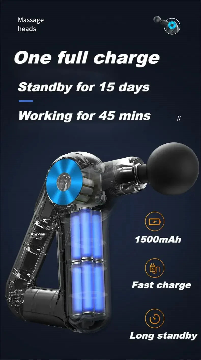9-Head 9-Gear Professional Massage Gun, Long Standby, Golden Triangle Design