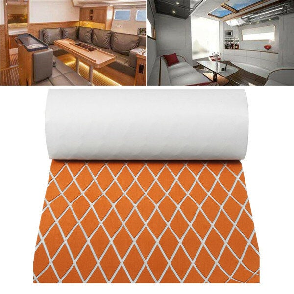 60x190cm Orange and White EVA Foam Marine Teak Sheet Flooring Synthetic Boat Decking Yacht Pad