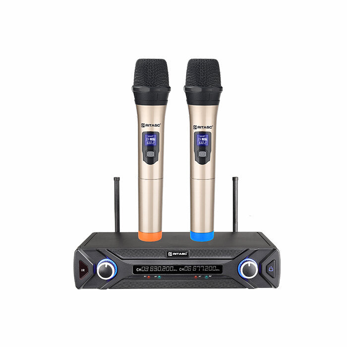 Wireless Microphone System LCD Display Professional Home KTV Set
