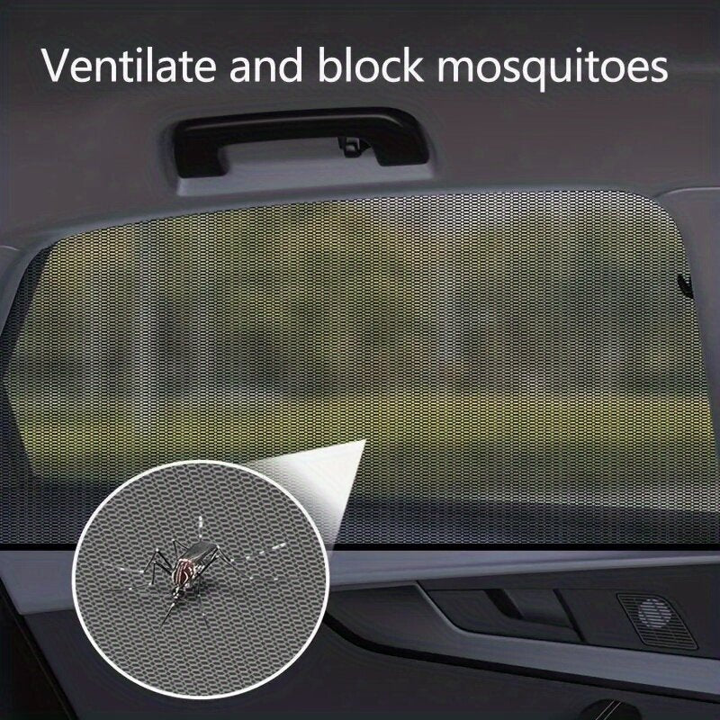 2PCS Car Sun Shade Curtains - UV Protection, Anti-Mosquito Mesh, Side Window Visor