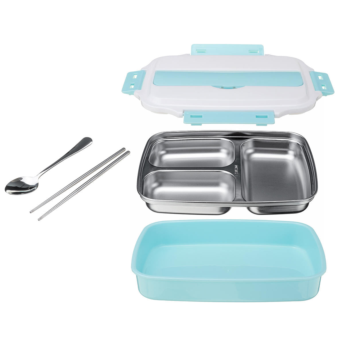 1.1L Stainless Steel Lunch Box Camping Picnic Tableware Food Container Leak-Proof Dinner Box