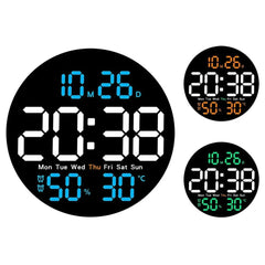 10-Inch LED Digital Wall Clock with Remote, Auto Dimming, Alarm, Temperature, Humidity, Date, Week Display for Home, Office