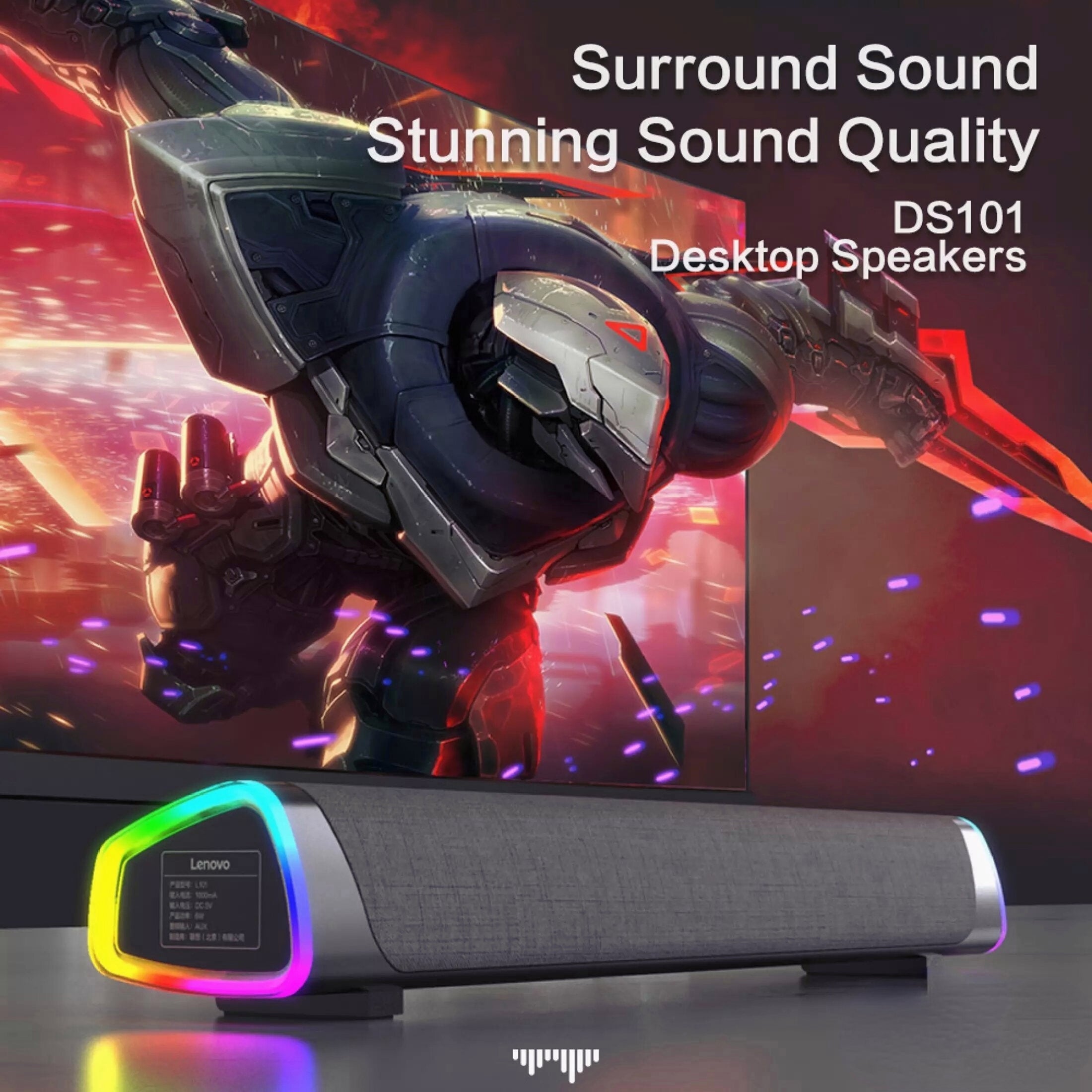 Soundbar Computer Wired RGB Lighting Speaker Stereo Surround Subwoofer Soundbar For Macbook Laptop Notebook PC Player