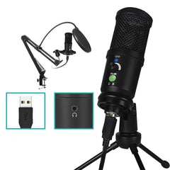 Professional Condenser Microphone Recording USB with Tripod for Computer Studio Braodcasting