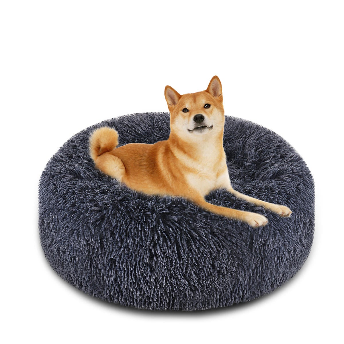 Dog Pet Bed Cat Bed Fau* Fur Cuddler Round Comfortable Size Ultra Soft Calming Bed for Dogs and Cats Self Warming Indoor Snooze Sleeping Cushion Bed