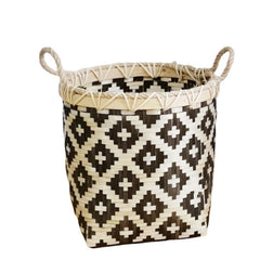 Large Capacity Storage Baskets Woven Bamboo Storage Bucket Handle Flower Pot Vase Toy Holder Household Organizer