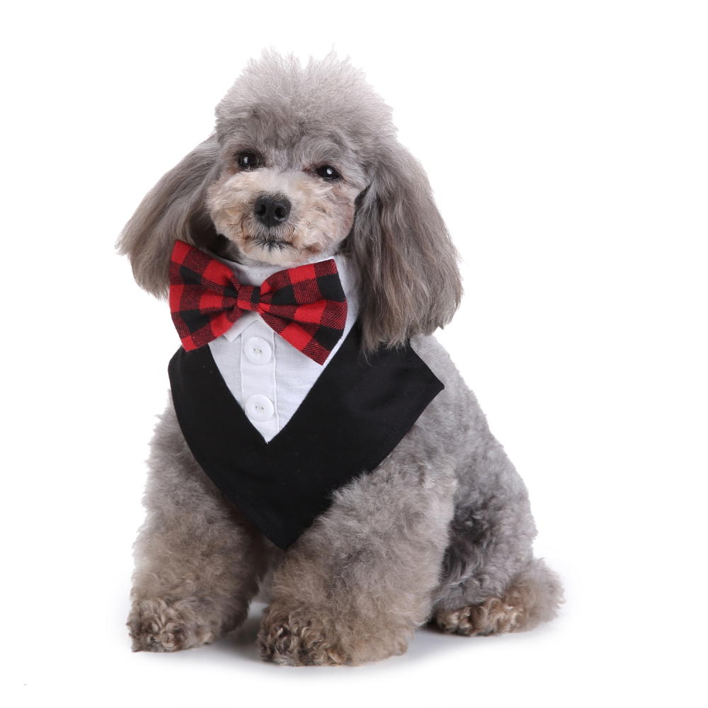 Formal Dog Tuxedo Bandana Ties Adjustable Neckerchief Pet Bow Tie for Wedding Party