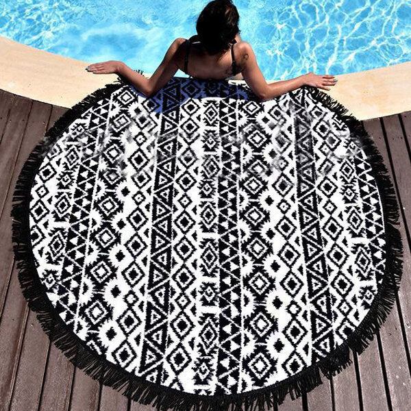 150cm European Style Thin Polyester Fiber Beach Yoga Towel Round Bed Sheet Tapestry Tablecloth