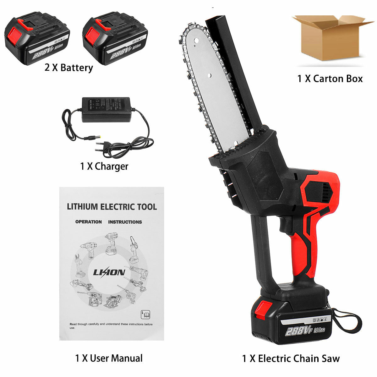 8 Inch Cordless Electric Chain Saw  Brushless Motor Power Tools Chainsaw