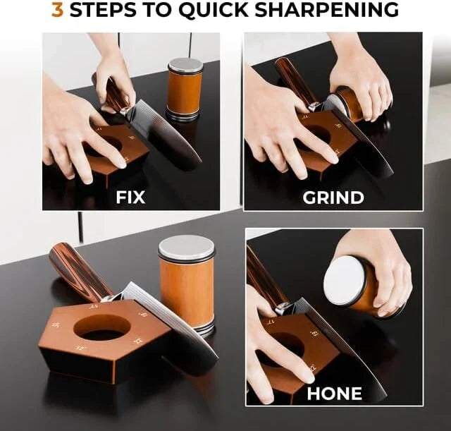 Upgraded Five-Sided Magnetic Knife Sharpener Wheel - Efficient Roller Design for Sharper Blades