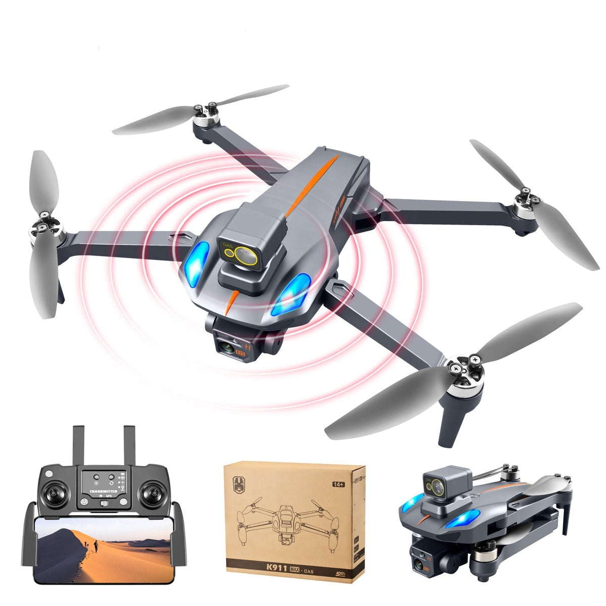 5G WIFI FPV GPS with 8K ESC Dual Camera 360 Obstacle Avoidance Optical Flow Positioning Brushless 225g Foldable RC Drone Quadcopter RTF