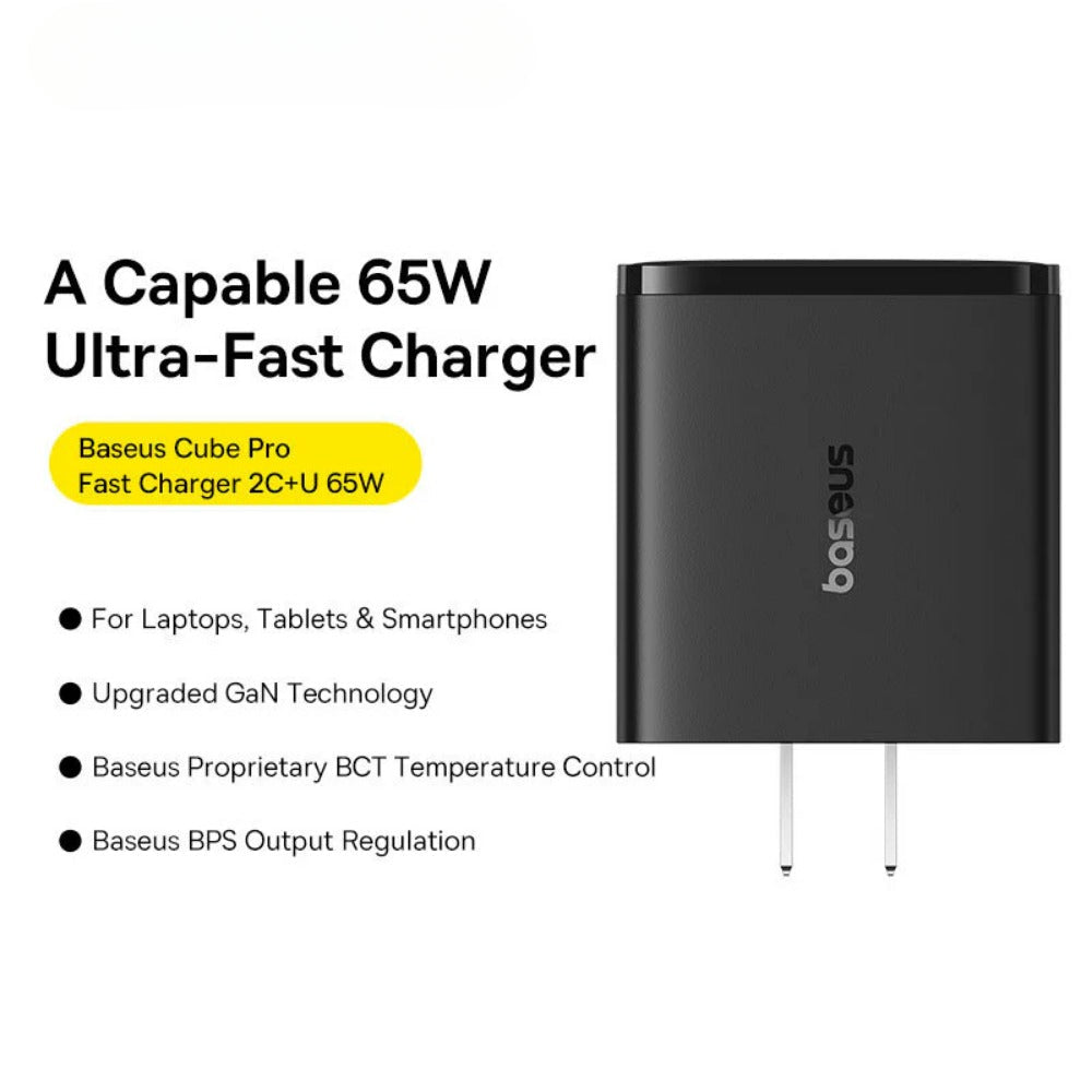 65W 3-Port USB PD Charger Fast Charging Adapter for iPhone, Samsung, Xiaomi