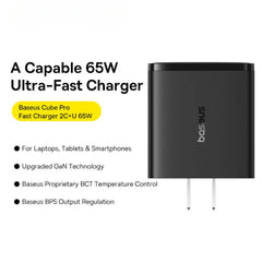 65W 3-Port USB PD Charger Fast Charging Adapter for iPhone, Samsung, Xiaomi