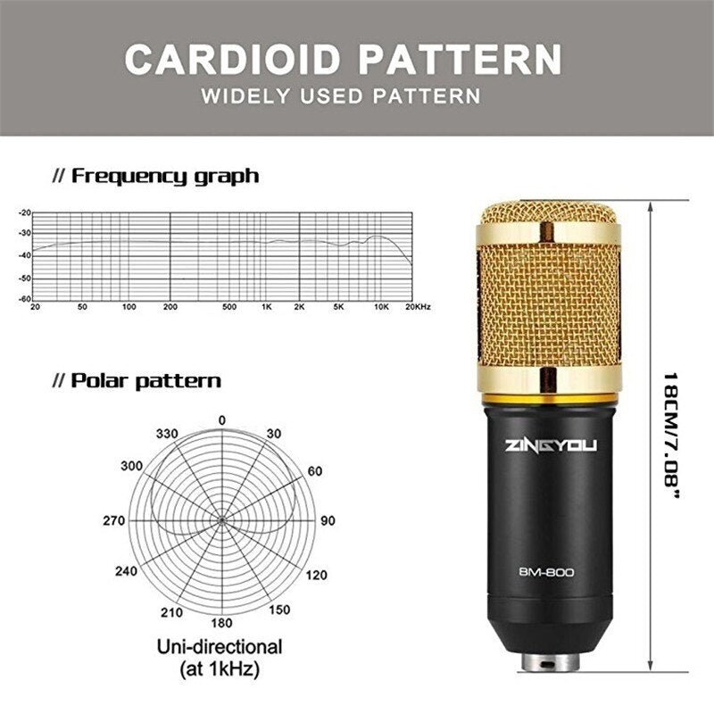 Professional Studio Condenser Microphone 3.5mm Wired Sound Recording For Computer Karaoke KTV