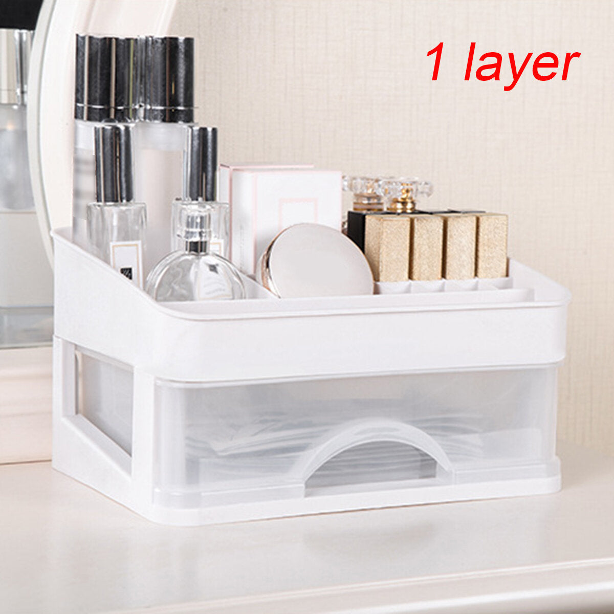 Plastic Cosmetic Drawer Makeup Organizer Storage Box Container Holder Desktop with Drawer