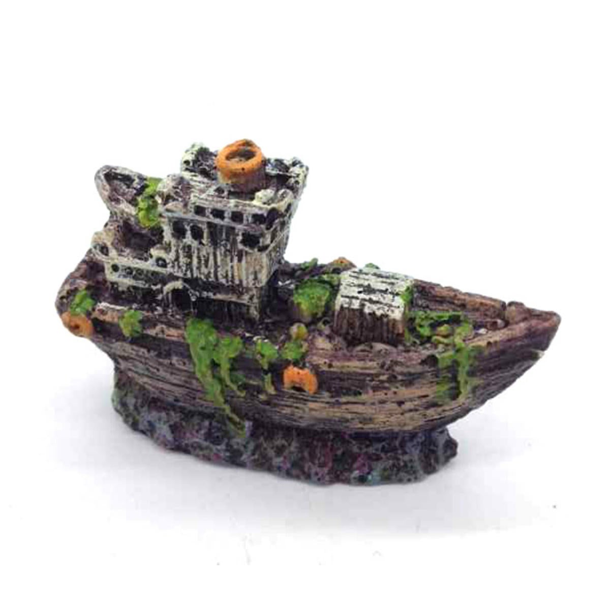 Aquarium Ornament Wreck Fish Tank Cave Sailing Boat Sunk Ship Destroyer Decorations