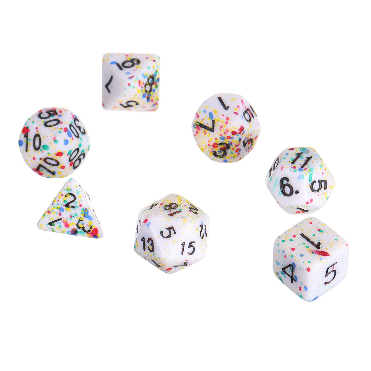 7Pcs Acrylic Polyhedral Dice Set Colorful Board Game Multisided Dices Gadget