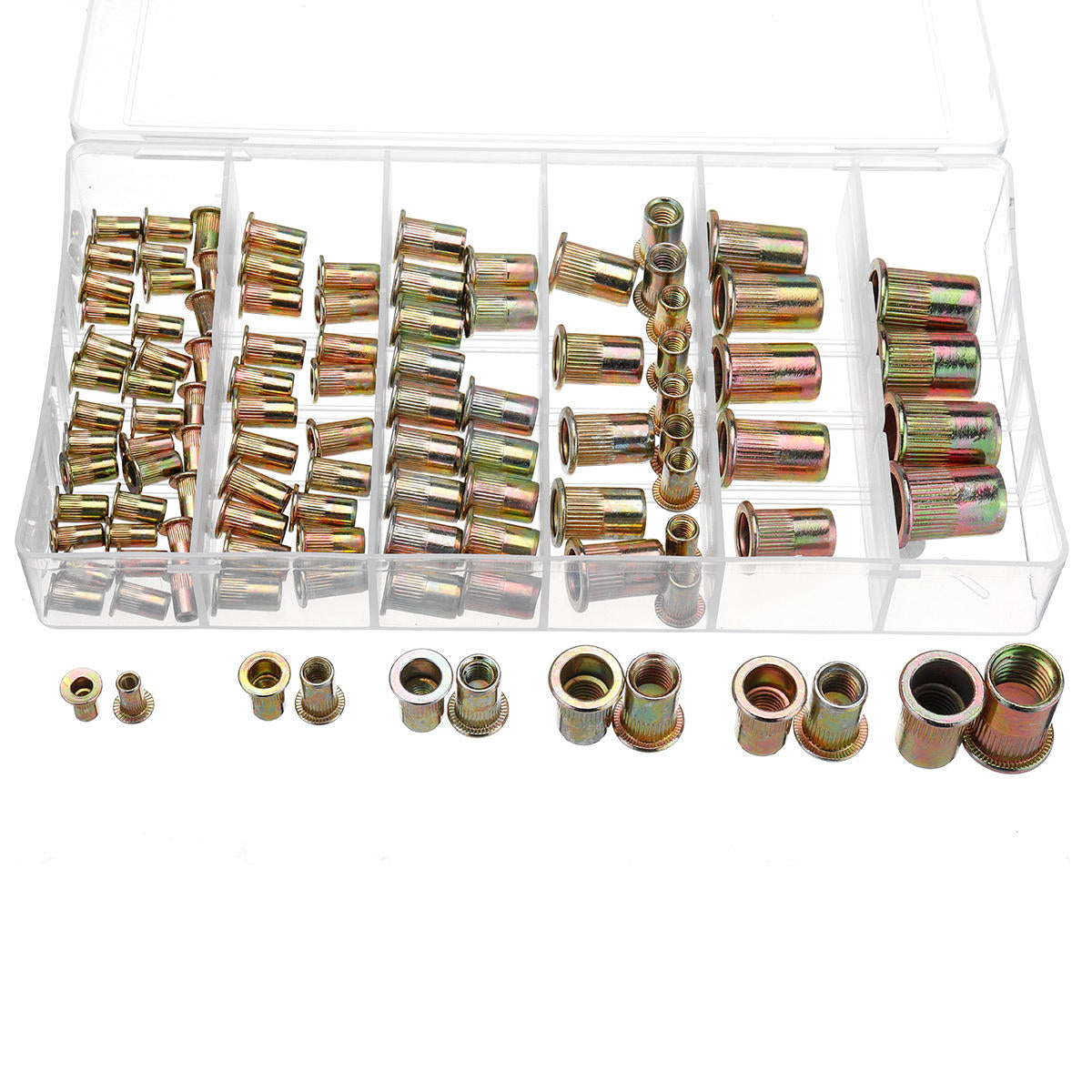 165PCS M3 M4 M5 M6 M8 M10 M12 Mixed Zinc Plated Carbon Steel Rivet Nut Insert Nuts