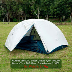 Ultralight Tent 20D Nylon Silicone Coated Fabric Waterproof Tourist Backpacking Tents outdoor Camping 1.47 kg