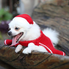 Pet Christmas Dress Pet Dog Cat Winter Warm Hat Cloak Costume Set Clothing Christmas Decorations For Home Santa Claus Pet Vest