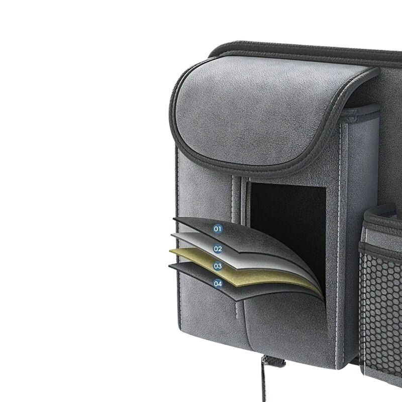 Gray Car Seat Hanging Storage Bag - Car Organizer for Backseat