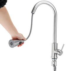 Stainless Steel Kitchen Sink Faucet Pull Out Spout Spray 360 Rotate Basin Mixer Tap G1/2