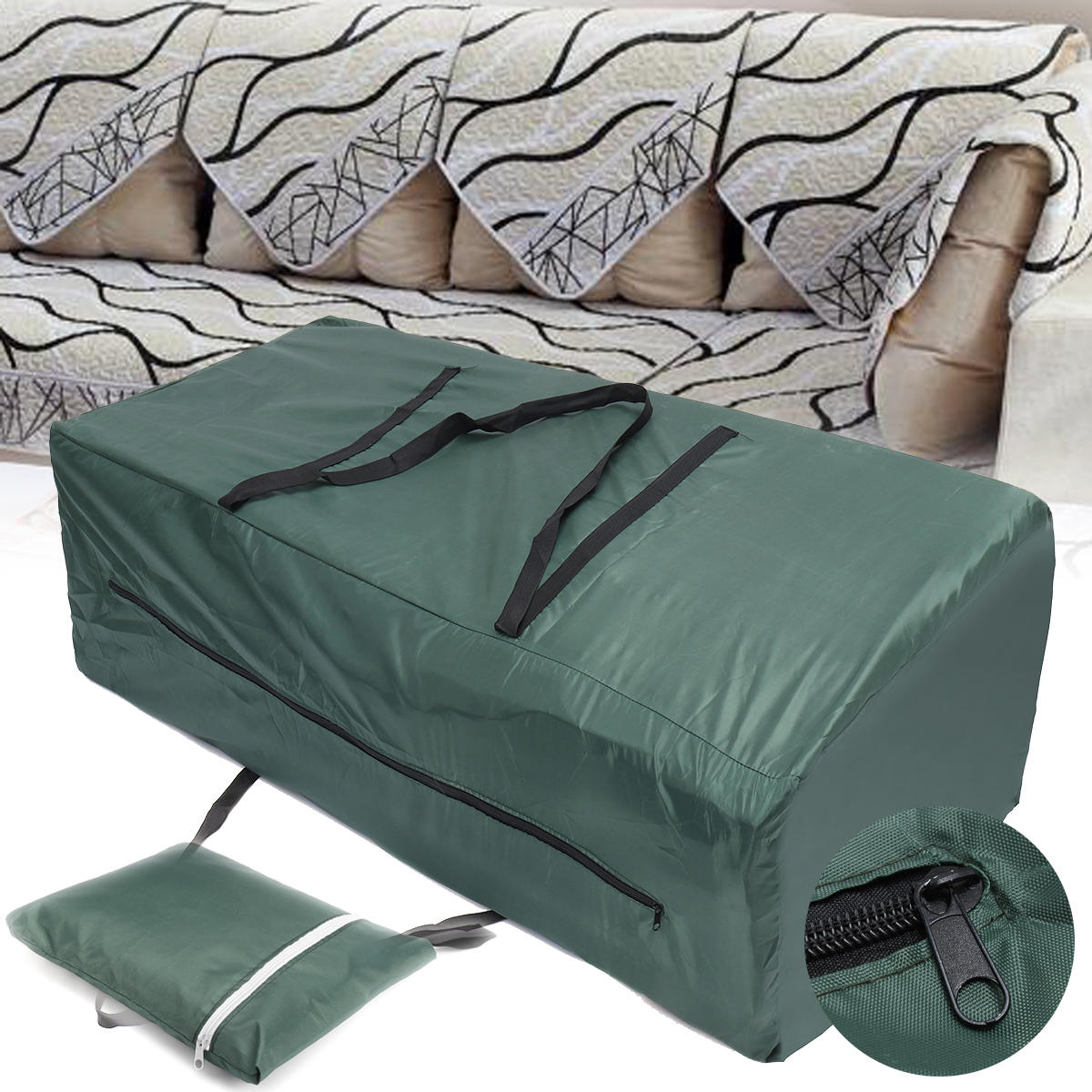 Outdoor Heavy Duty Garden Furniture Waterproof Cover Cushion Storage Bag Carry Pouch