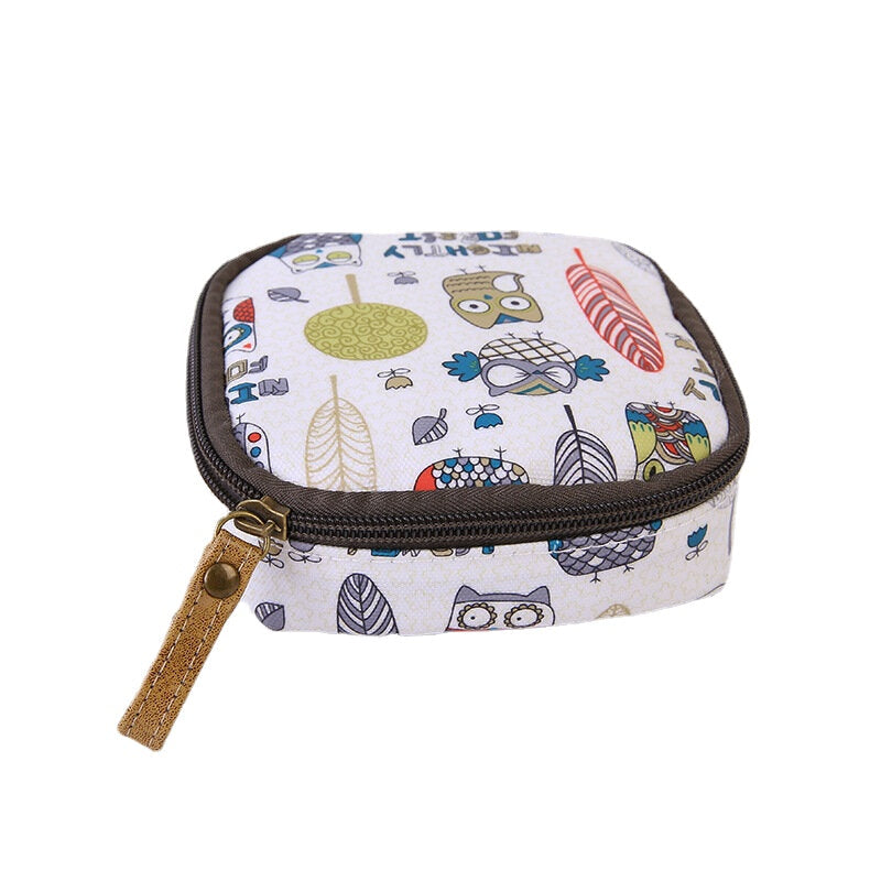 Cloth Waterproof Zipper Sanitary Napkin Cosmetic Storage Bag Coin Purse