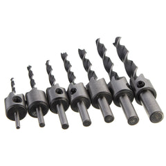 7pcs 3mm-10mm 5 Flutes Countersink Drill Bit Set HSS Carpentry Reamer Woodworking Chamfer