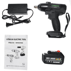 98VF 320NM 12000mAh Cordless Electric Power Impact Wrench Drill Screwdriver Set 110-240V